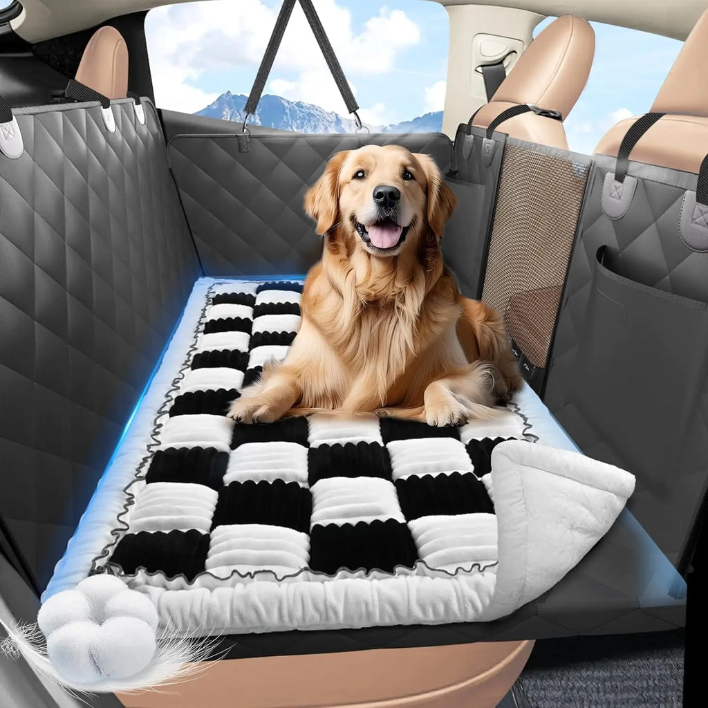 Non-Slip Car Bed for Back Seat, Soft Travel Pet Mat with Anti-Skid Bottom, Fits Most Vehicles (51x23.5in)