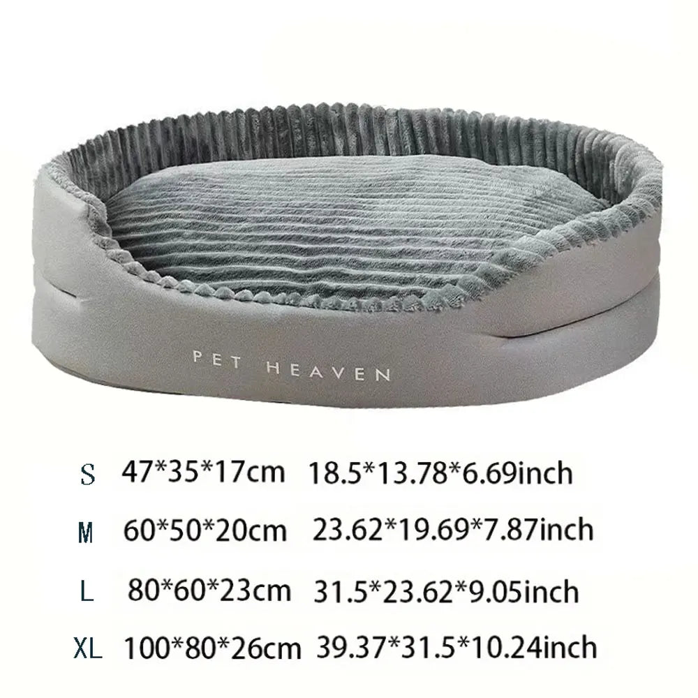 A super-sized pet bed that is soft, dirt resistant, non-slip, comfortable, suitable for living rooms, outdoor places