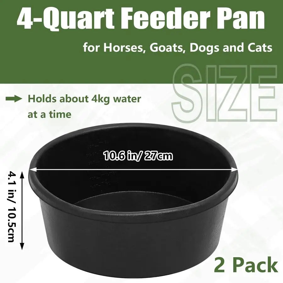 4 Pcs Rubber Feeder Pan, Bucket Bowl for Cats Dogs Goats Chicken