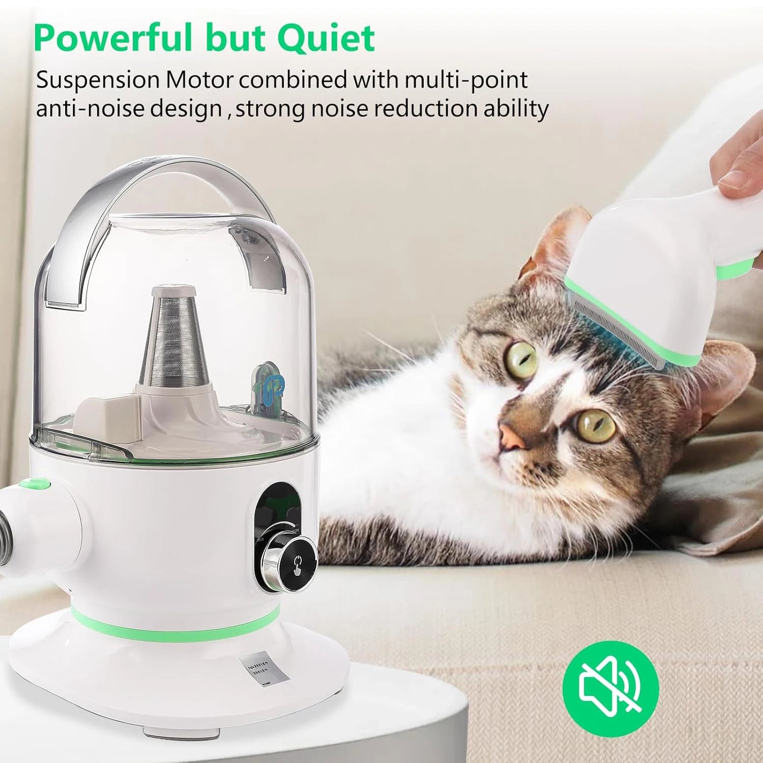 Pet Grooming Kit with 2L Vacuum Suction, Professional Quiet Grooming with 5 Grooming Tools