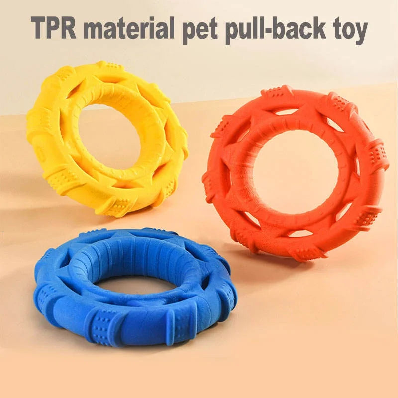 3 in 1 Floating Dog Frisbee Tug Chew Toy Soft Bite Resistant TPR Interactive Outdoor Toy for Pool Beach Summer Fetch Training