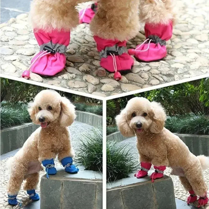 4 pcs Waterproof Boots Anti-Slip Rain Snow Thick Warm for Small Cats Dogs and Puppies