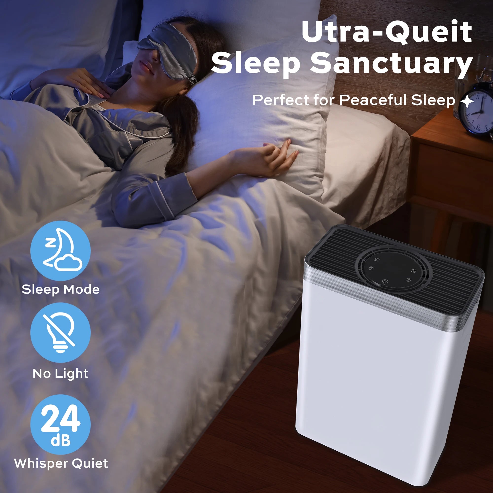 Air Purifier for 1110 Sq. Ft, HEPA Filter Captures Pet Dander, Dust, Pollen & Smoke, White