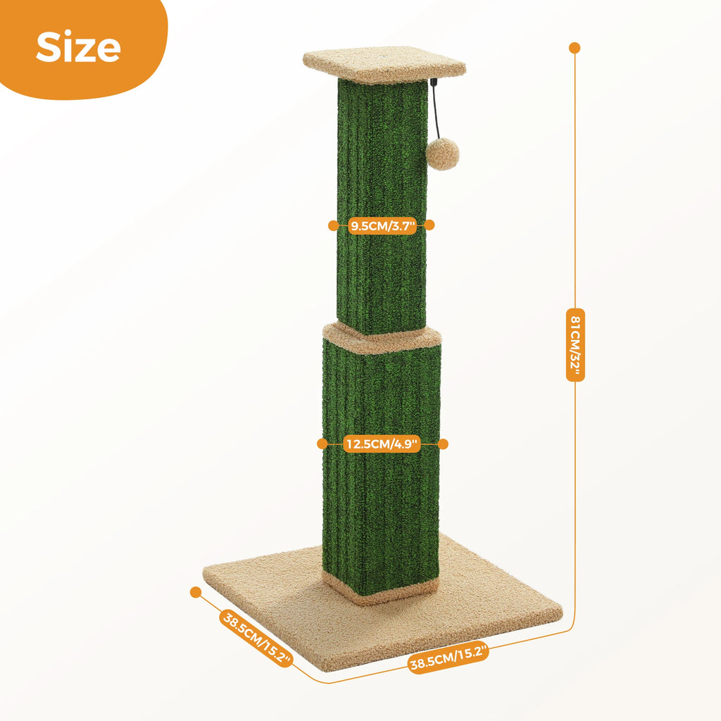 Large Cat Scratching Post for Indoor Cats with Woven Sisal Dangling Ball Tall Cat Scratcher