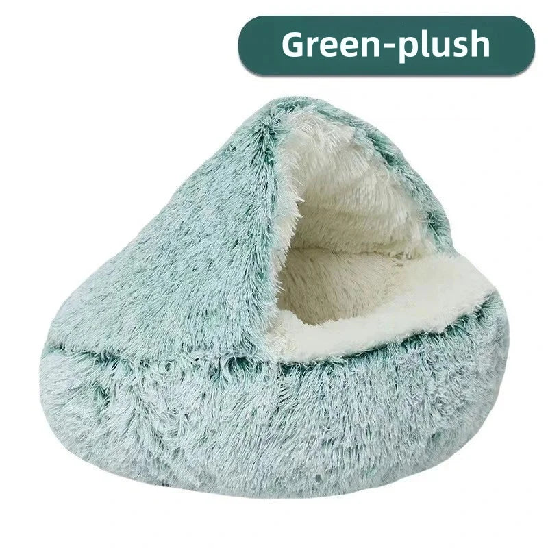 Autumn and Winter soft plush pet bed nest semi-enclosed