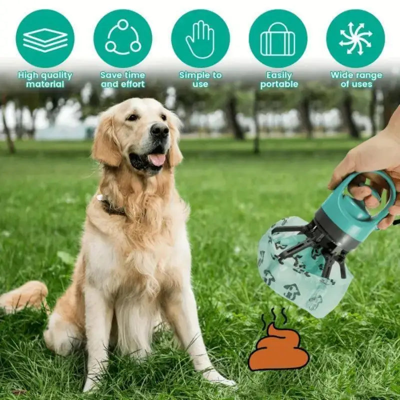 Portable Pet Poop Scooper 1-Count – Dog Waste Bag Holder and Dispenser, Outdoor Dog Poop Cleanup Tool
