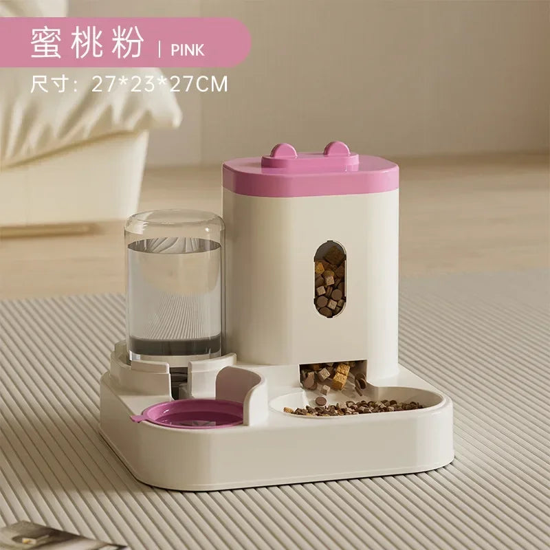 Automatic Feeder Dog Cat Food Bowl With Water Fountain Large Capacity Pet Food Storage Dispenser