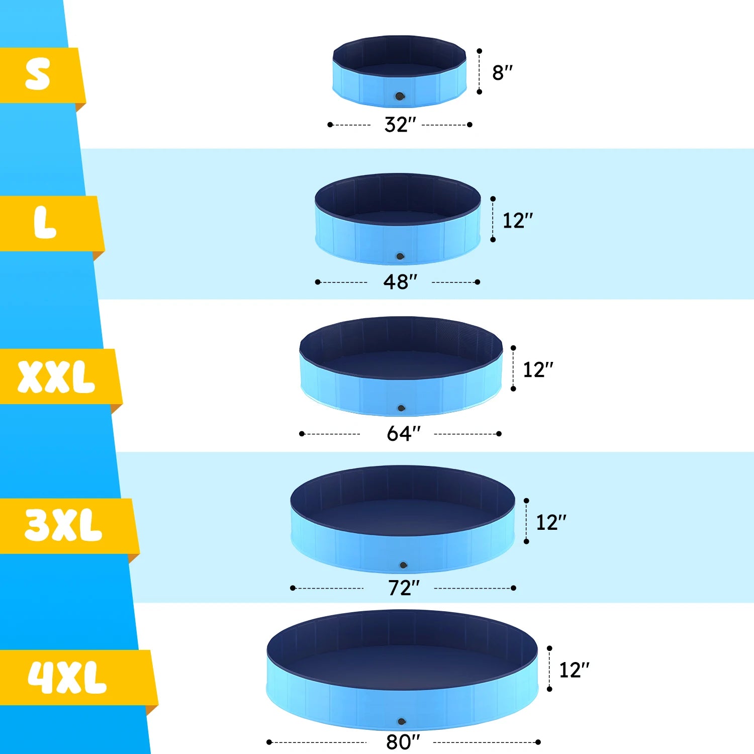 Portable Dog Pool, Foldable Pet Swimming Tub, Anti-Slip Collapsible Pet Bathtub, Hard Plastic Bath Pool