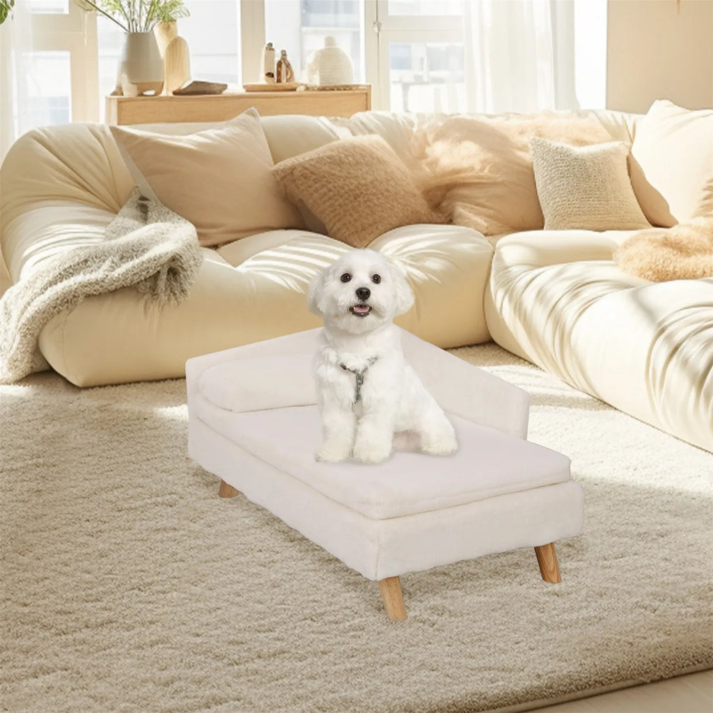 Elevated Pet Bed, Pet Stool Bed with Cozy Pad Waterproof, Pet Sofa Bed with Sturdy Wood Legs for Small Dog Cat
