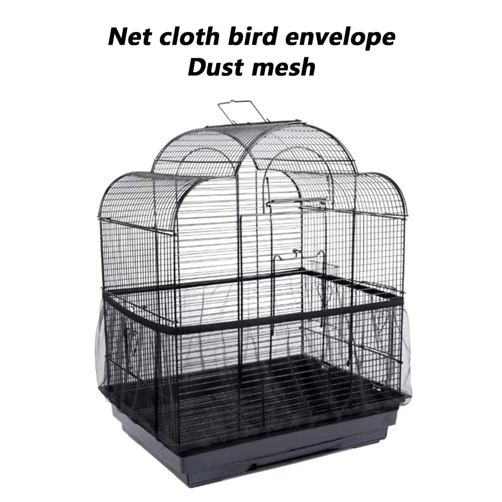 Bird Cage Mesh Cage Cover Net Easy Cleaning Seed Catcher Skirt Airy Mesh