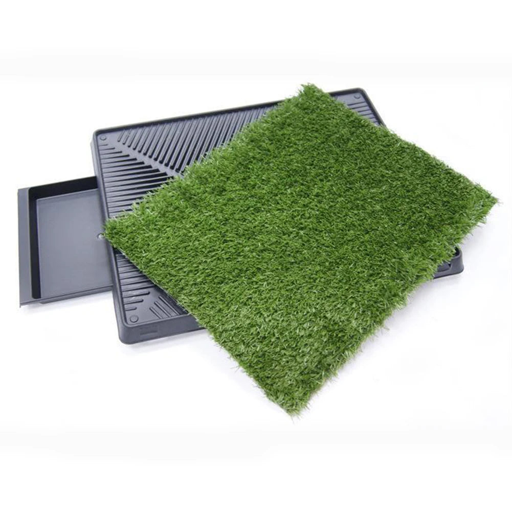 Dog Grass Pad with Large Tray Reusable Training Pads with Pee Baffle Artificial Grass Patch Ideal for Small and Medium Dogs