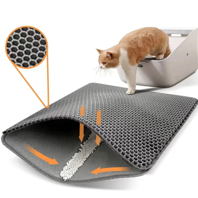 Pet Cat Litter Mat Waterproof Double Layer Cat Litter Trapping Pet Litter Box Mat