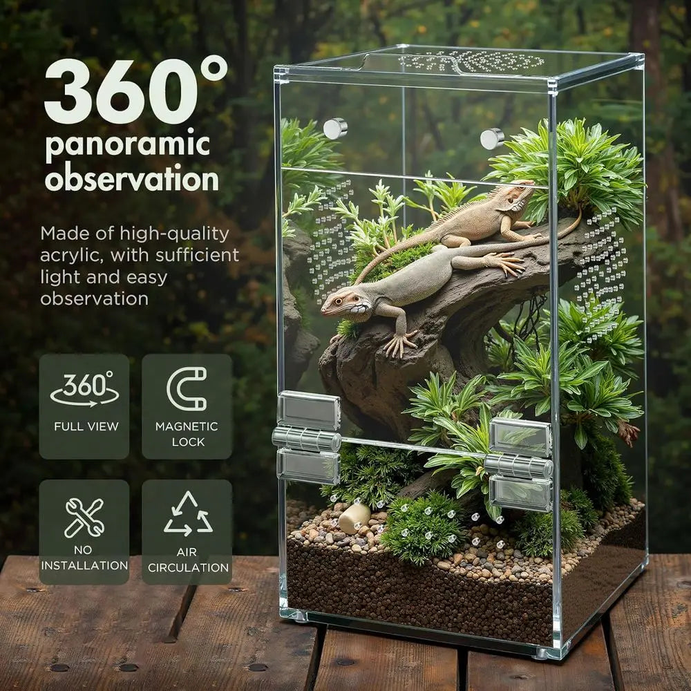 Pre-Assembled, Acrylic Terrarium with Magnetic Door & All-Side Ventilation for small insects