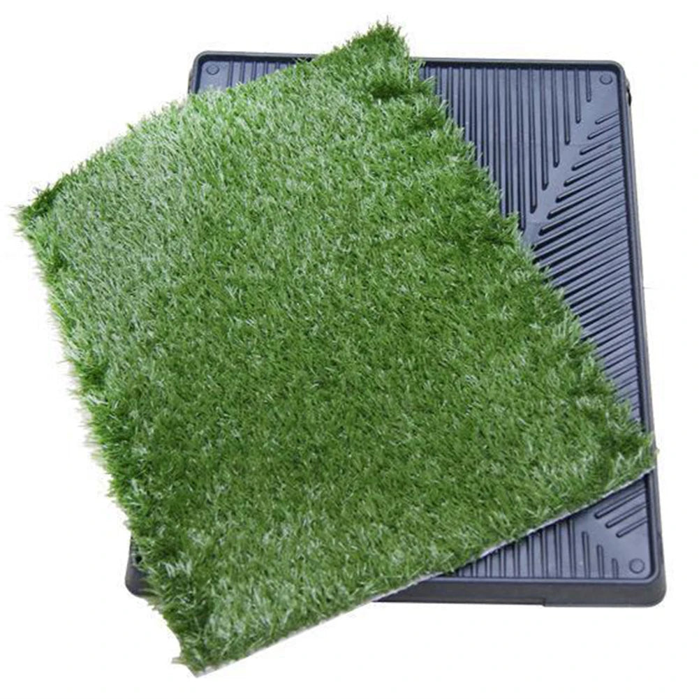 Dog Grass Pad with Large Tray Reusable Training Pads with Pee Baffle Artificial Grass Patch Ideal for Small and Medium Dogs