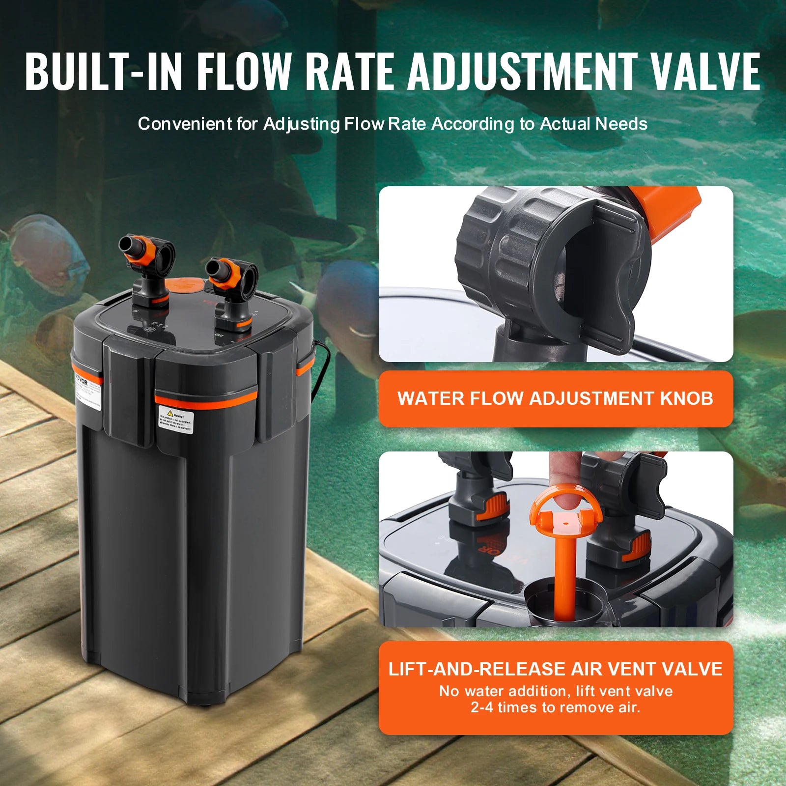 3-Stage Canister Filter Ultra-Quiet Internal Aquarium Filter with UV Protection for Fish Tanks