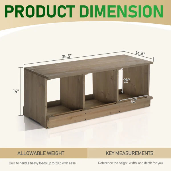 Nesting Boxes for Chickens, Wooden 3 Compartments