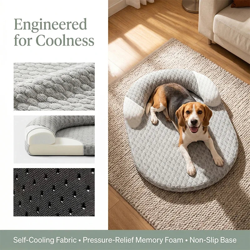 Cooling Bed Summer Ice Silk Mat Oval Pet Nest Breathable Heat Dissipation Cooling Pad for Small Medium Large Dogs Cats