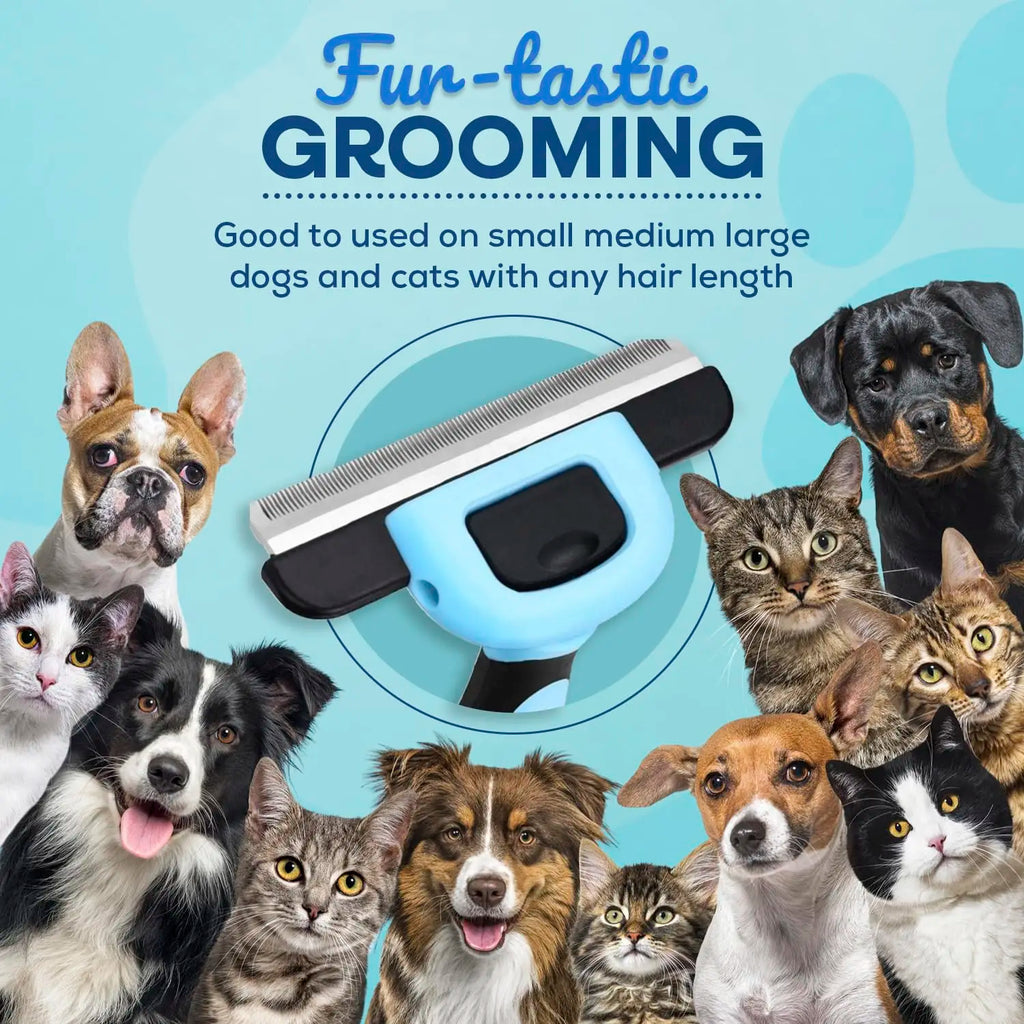 Pet Deshedding Brush for Dogs & Cats, Reduces Shedding by 95%, Skin-Friendly Grooming Tool for All Hair Types
