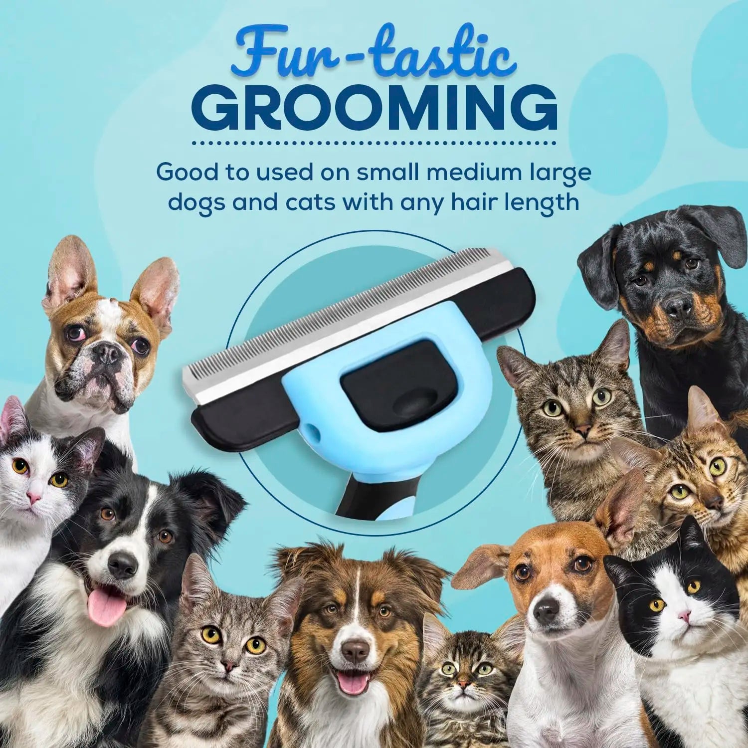 Pet Deshedding Brush for Dogs & Cats, Reduces Shedding by 95%, Skin-Friendly Grooming Tool for All Hair Types