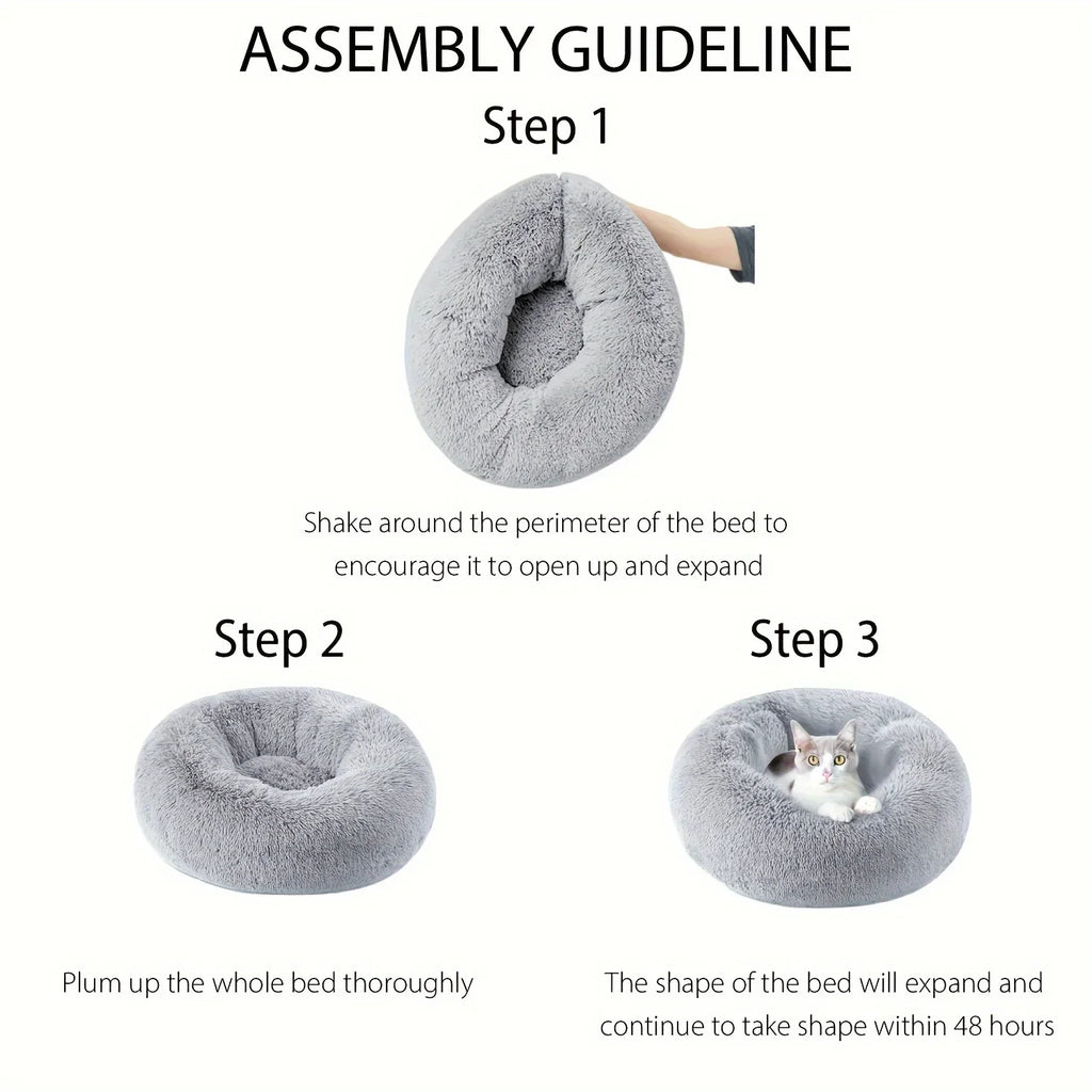 40-120cm Round Long Plush Winter Warm Soft Pet Sleeping Bed Dogs Cat