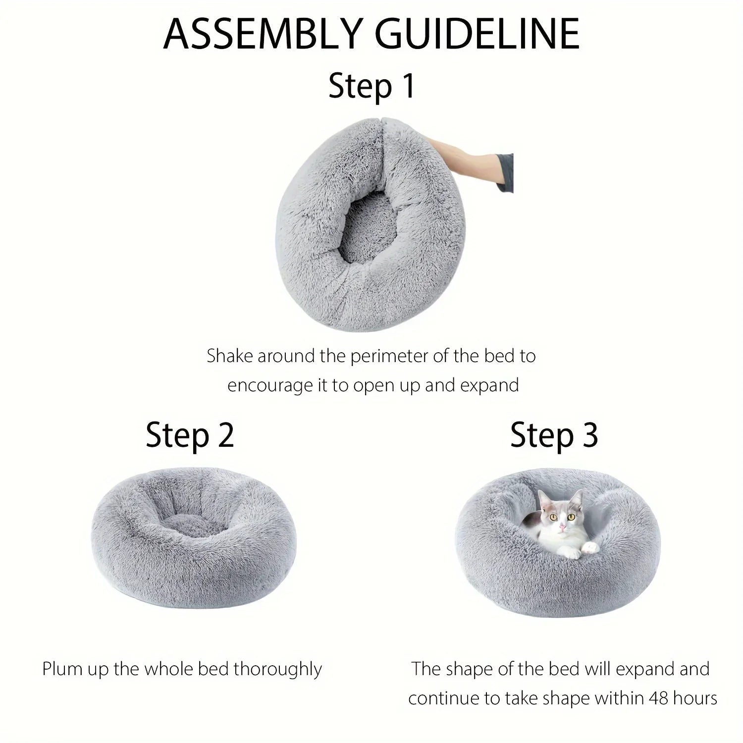 40-120cm Round Long Plush Winter Warm Soft Pet Sleeping Bed Dogs Cat