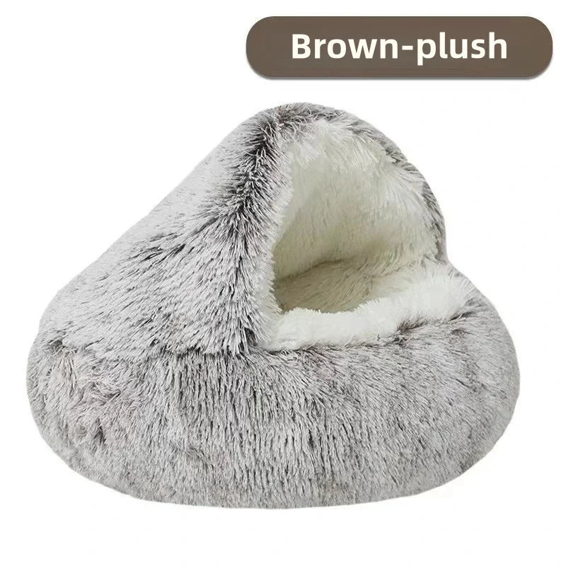 Autumn and Winter soft plush pet bed nest semi-enclosed