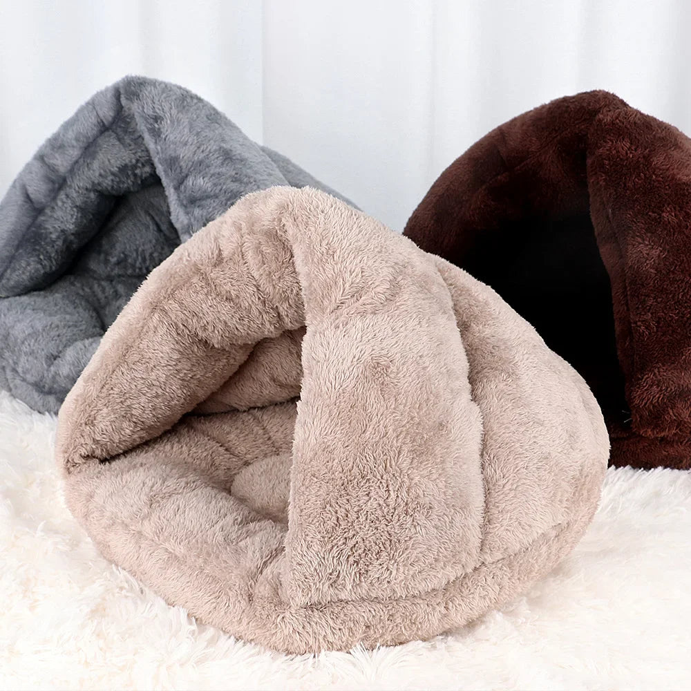 Soft Warm Plush Cave Nesting Bed For Cats Kittens Puppies Small Dogs