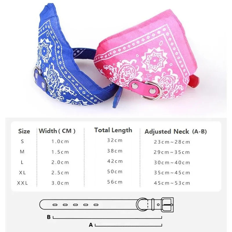 Adjustable Dog Bandana Leather Printed Soft Collar For Dog