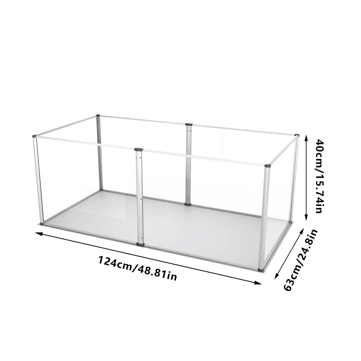 Clear Acrylic Hamster Play Pen Indoor 6 Panels Pet Enclosure w/ Waterproof Floor Pad for Guinea Pigs Hedgehogs