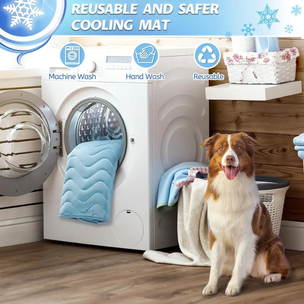 Dog Cooling Mat 36x22in - Self-Cooling, Washable, Non-Slip for Indoor/Outdoor Use