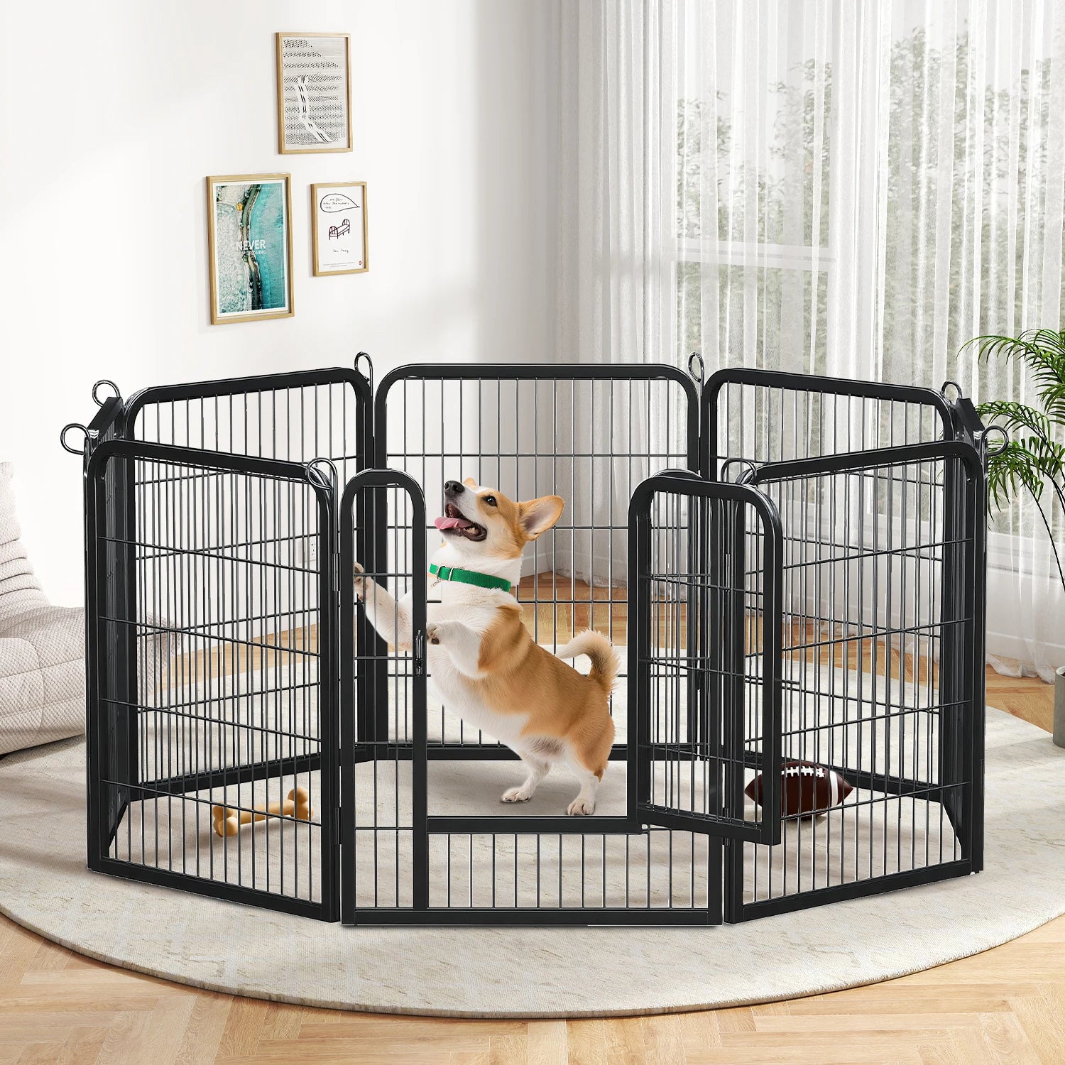Heavy-Duty Metal Playpen – 24"/32"/40" Options, 8/16 Panels, Ideal for Indoor Use & Outdoor