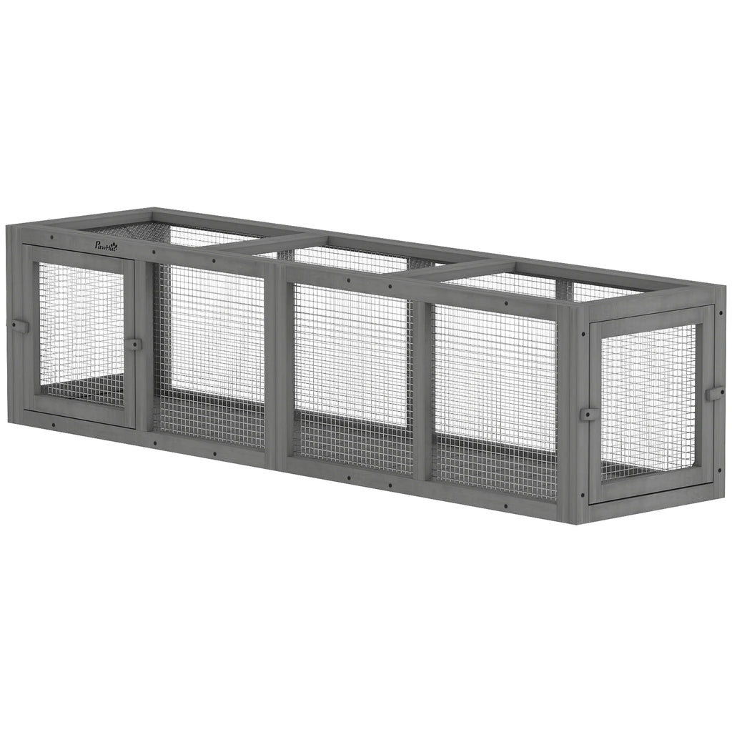 Cat Tunnel Outdoor Wooden Cat Tube with Combinable Design 8 Doors 98" Window Cage
