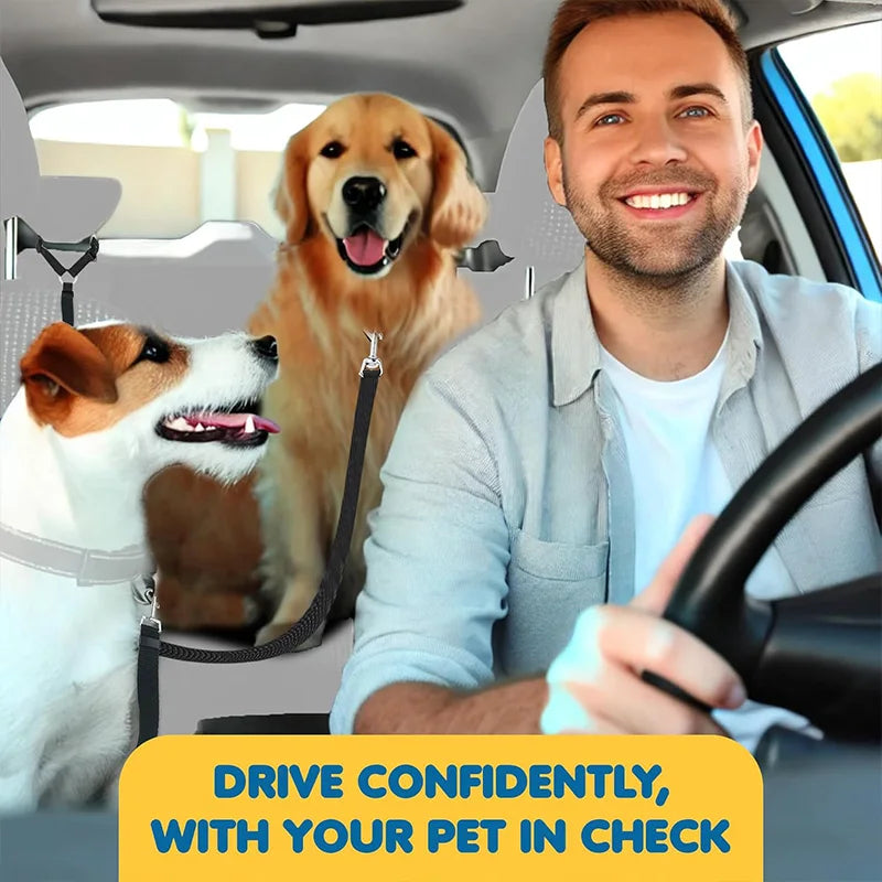 Car Seat Belt for Dog, Safety Pet Harness Lead Secures Your Dog in Car, Prevents Jumping & Distractions