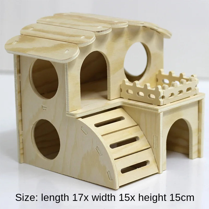 Hamster Toys Small Houses Wooden Furniture Running Wheels Villas Swings Wooden Nests Bite Resistant
