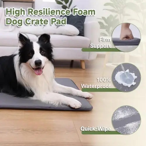 XXL Dog Crate Pad 47x29" - Waterproof, Anti-Slip, Double-Sided Mat for Large Dogs, Dark Gray