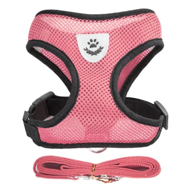 Cat Dog Harness Vest Walking Lead Leash Polyester Adjustable Mesh For Small Medium Pet