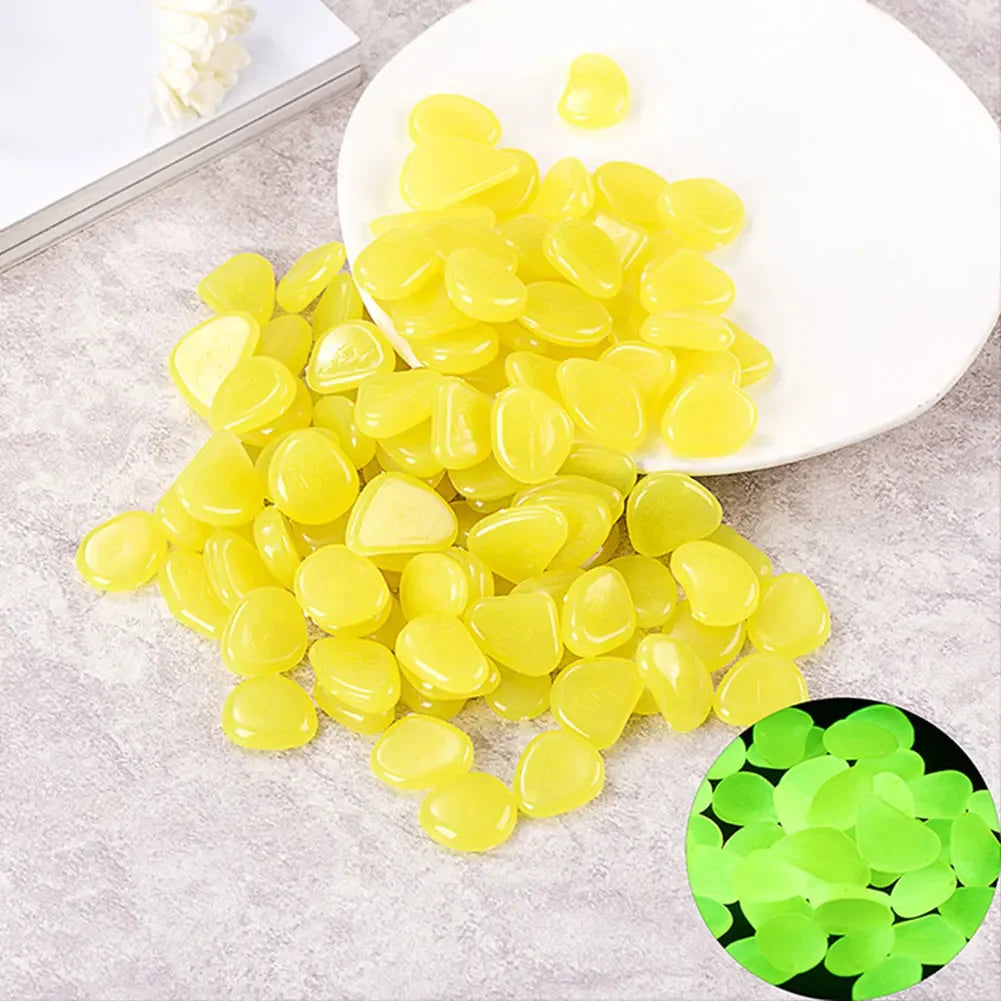 100Pcs Pebbles Glow In The Dark Pebbles Fish Tank Aquarium Decor Pebbles