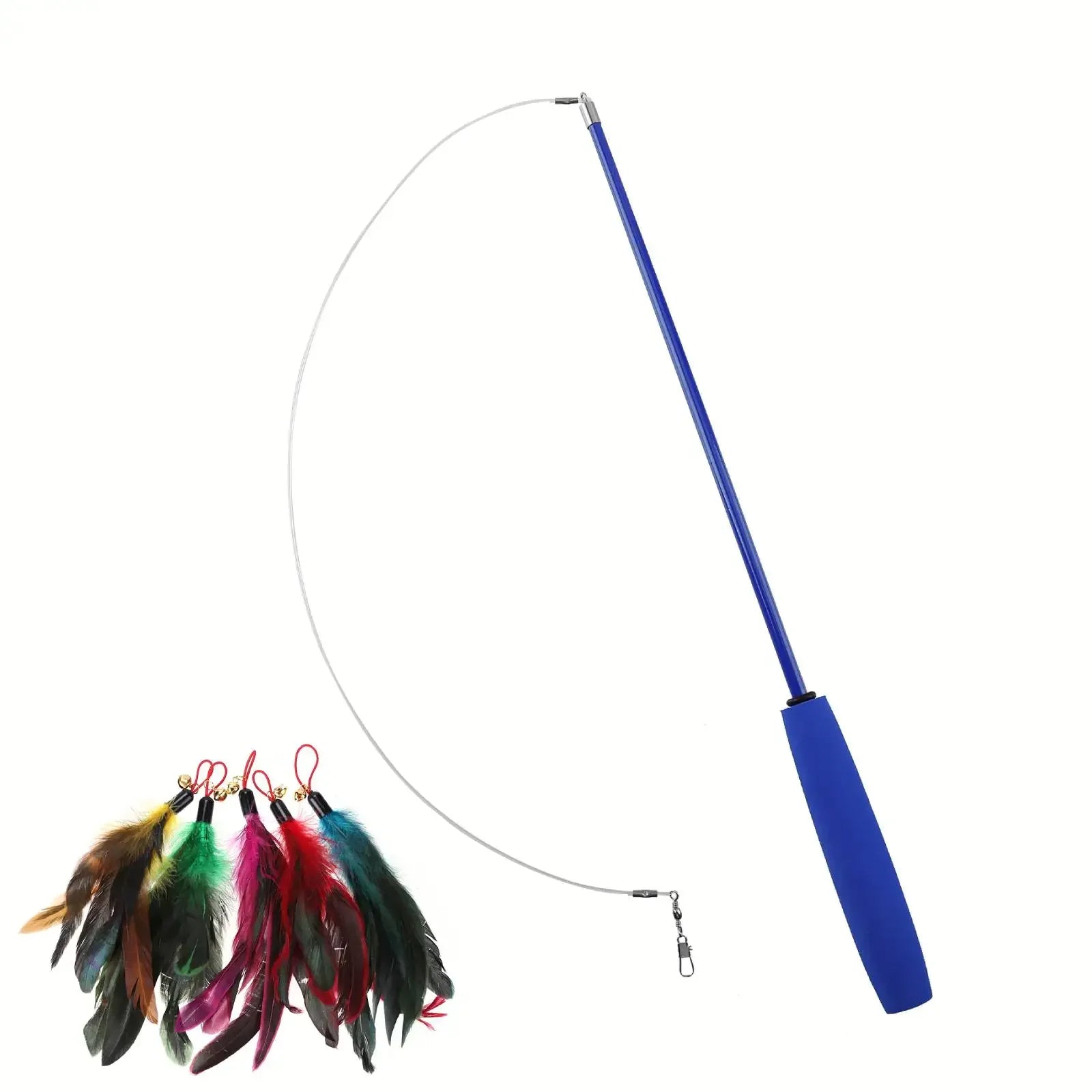 Cat Kitten Three-section Telescopic Fishing Pole Wand for Interactive Play Toys