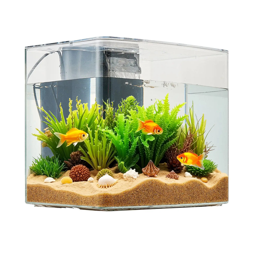 Fish Tank Aquarium, 3.5 Gallon Arch Ultra-Clear GPPS Starter Smart Tank Adjustable 3 Color Lighting, Self Cleaning System Fishbowl for Freshwater & Saltwater.