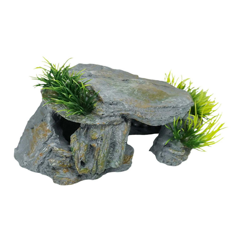 Aquarium Reptile Cave Platform Decoration Landscape Resin Habitat Hide Rock