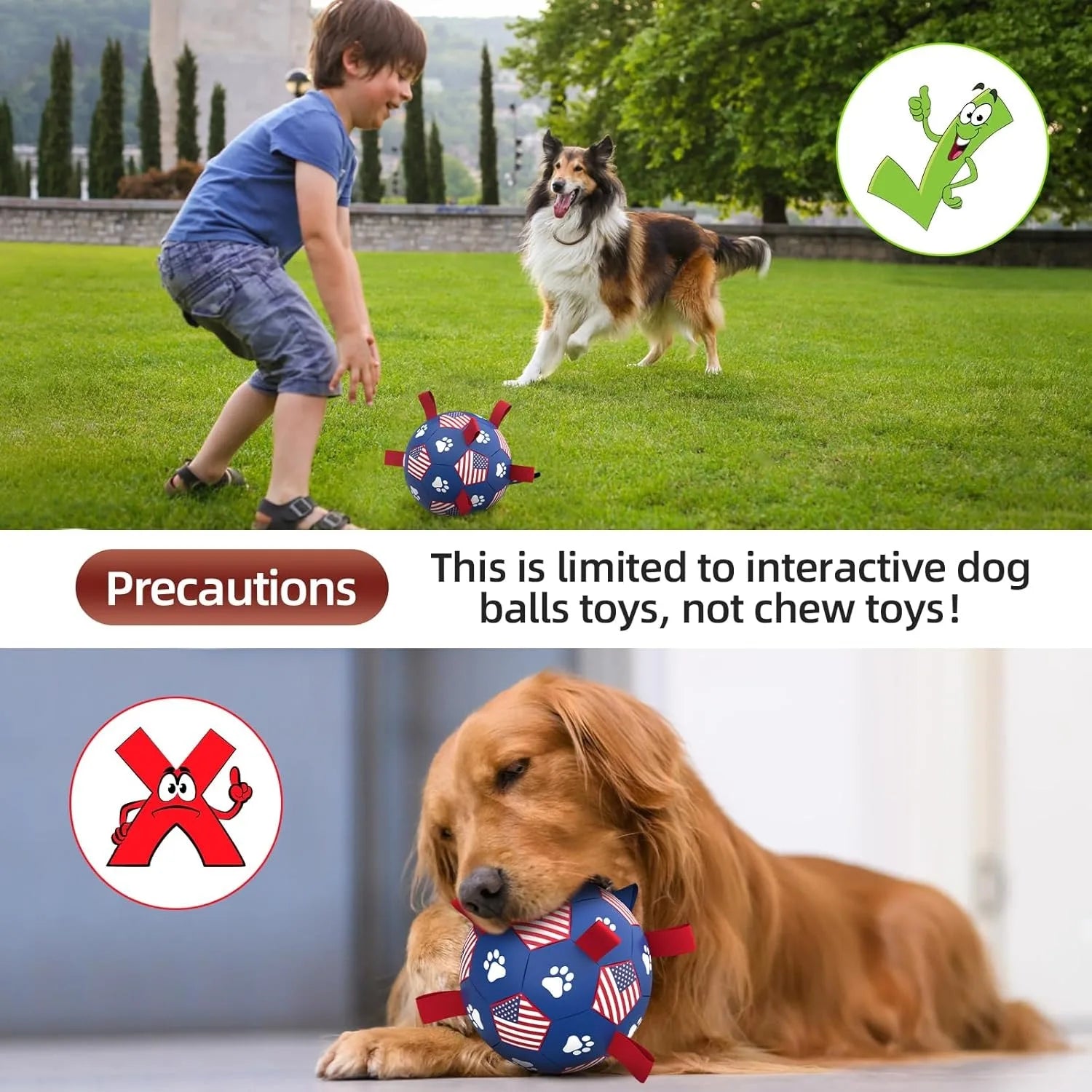 Premium Dog Soccer Ball with Straps, Herding Ball, Durable Balls for Small Medium Pet,