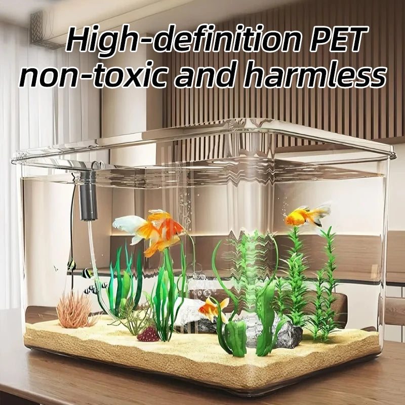 Transparent Aquarium Desktop Fish Tank for Office Home Decor Rectangular
