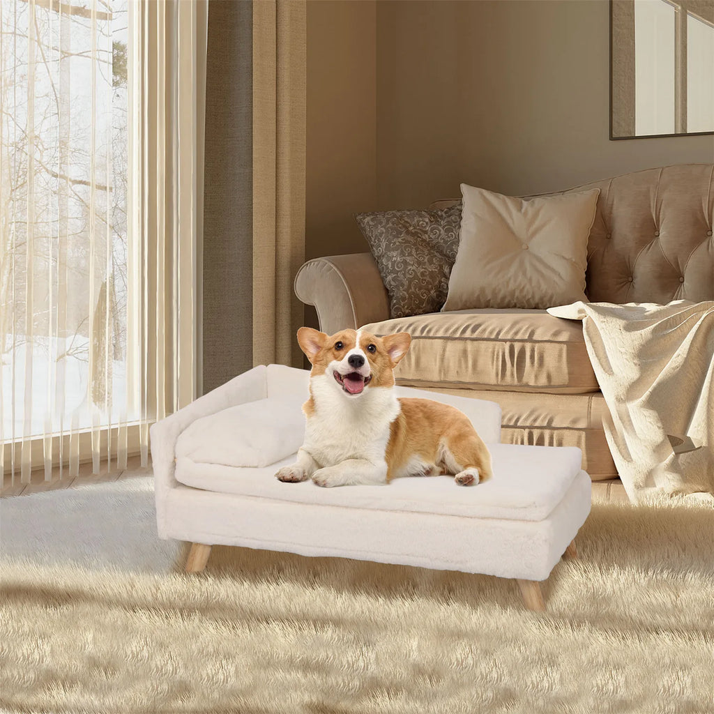 Elevated Pet Bed, Pet Stool Bed with Cozy Pad Waterproof, Pet Sofa Bed with Sturdy Wood Legs for Small Dog Cat