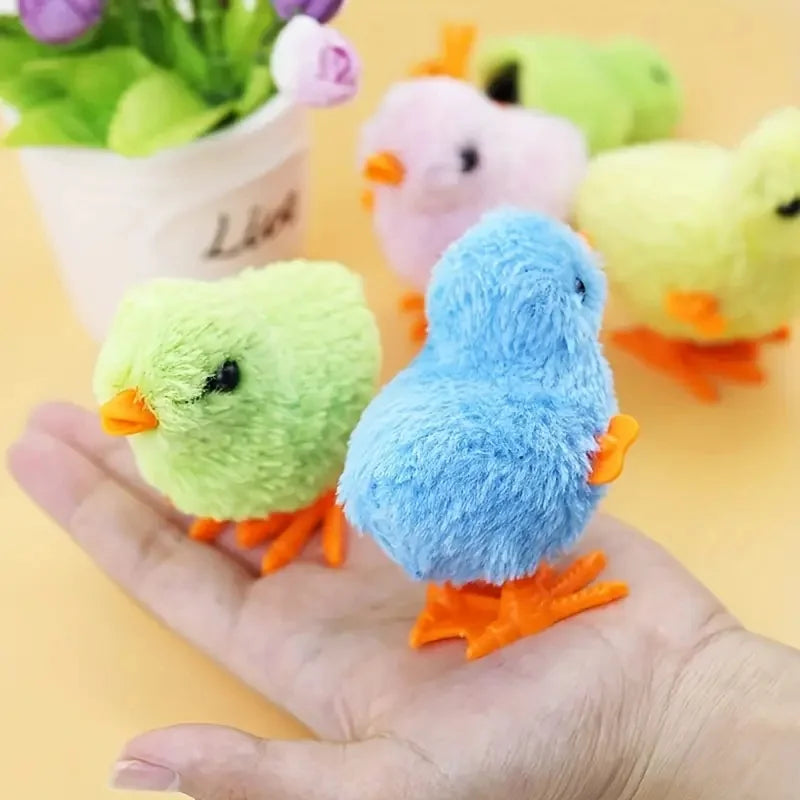 4 Pcs Wind-Up Interactive Chick Toys for Cats Realistic Yellow & Orange Beak Design No Batteries Needed Plastic Toy