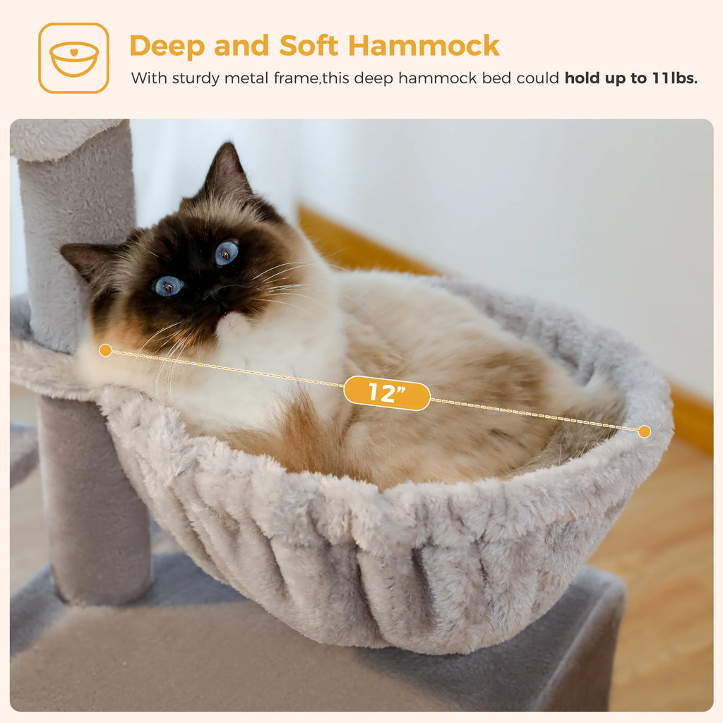 Cat tree Cat Tower for Indoor Cats 2 Styles Cat Activity Tree with Cat Scratching Posts Big Hammock and Removable Top Perch