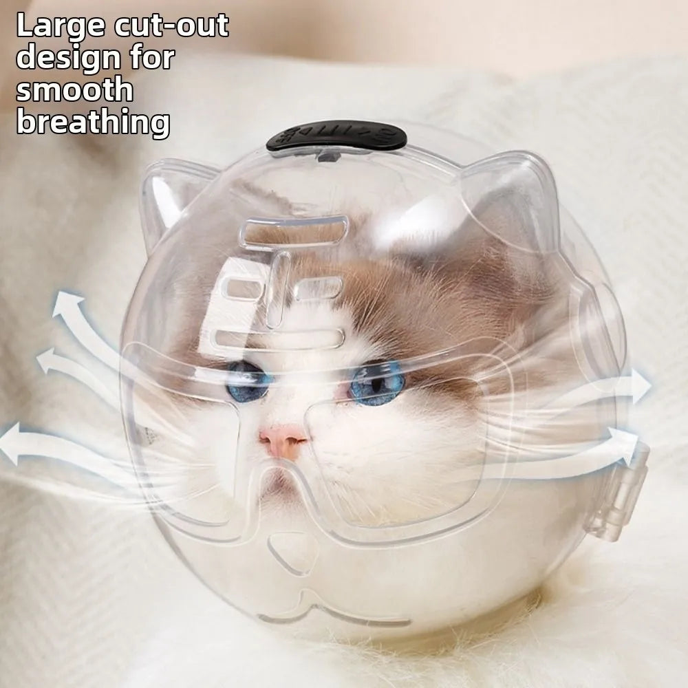 Transparent Cat Bubble Muzzle Anti-Bite Hood Breathable Anti-Licking Cat Head Cover
