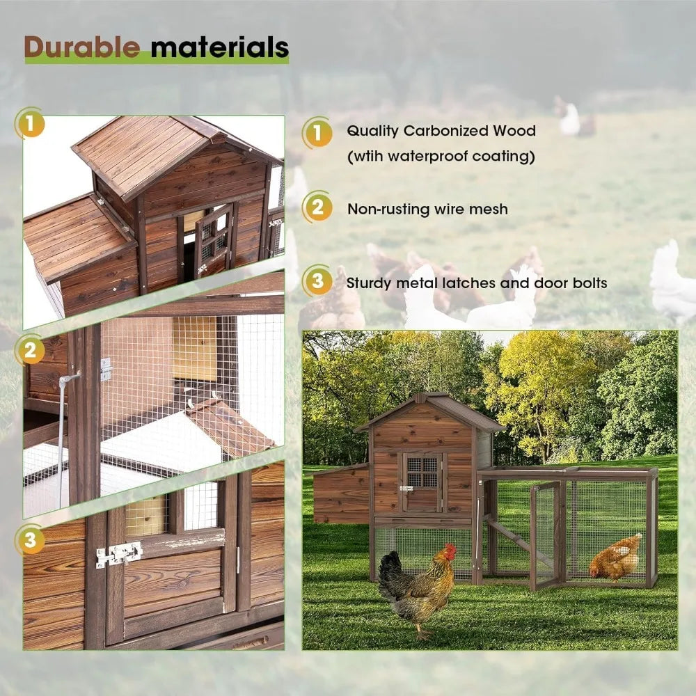 Large Wooden Chicken Coop, 160IN Outdoor Chicken Cages and Run with Nesting Boxes, Pet House Rabbit Hutch