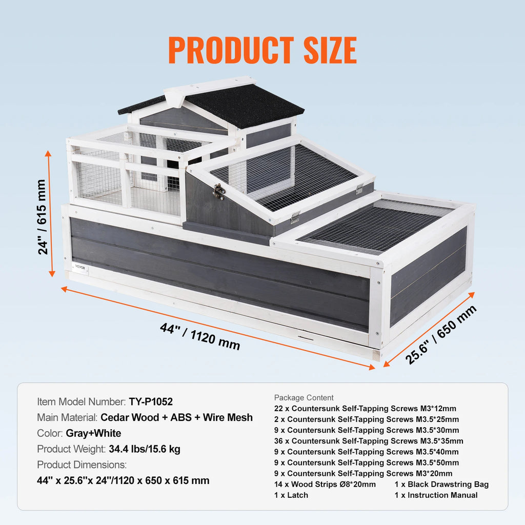 Tortoise Habitat Wooden House with Adjustable Lamp Holder Reptile Enclosure