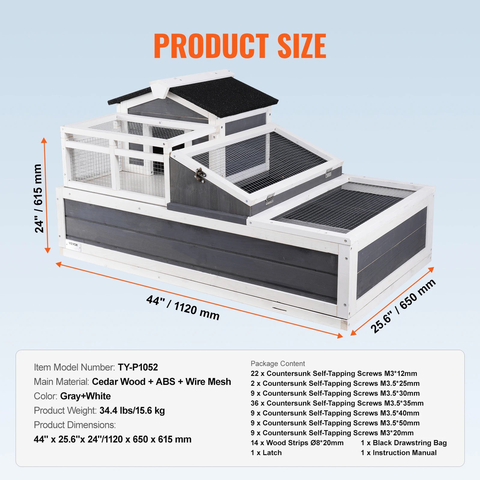 Tortoise Habitat Wooden House with Adjustable Lamp Holder Reptile Enclosure