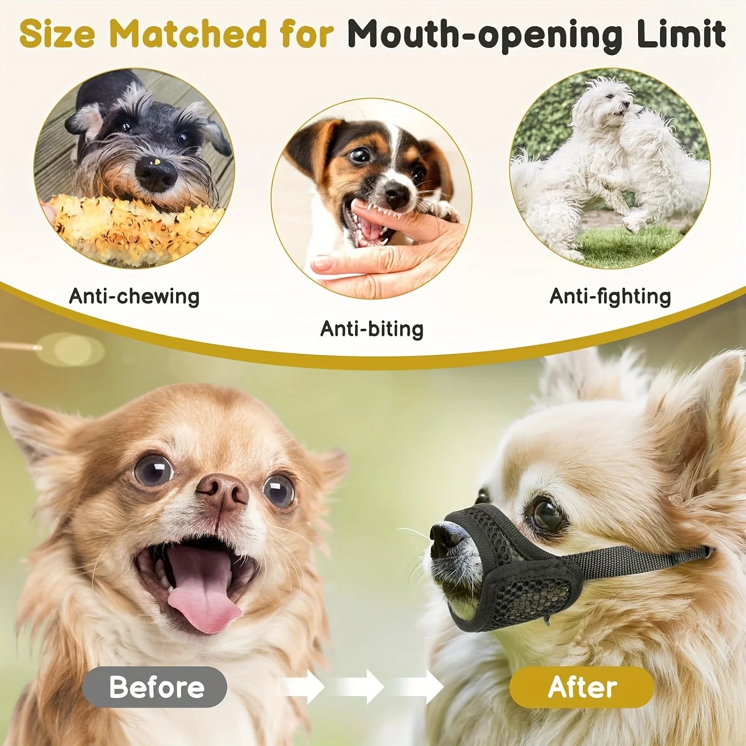 Mesh Muzzle For Short Snout Small Dogs Anti-Biting